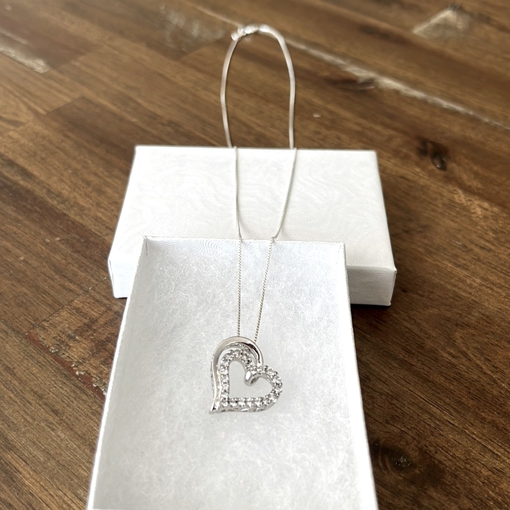 Helzberg Diamonds Heart Pendant Necklace, Sterling Silver
